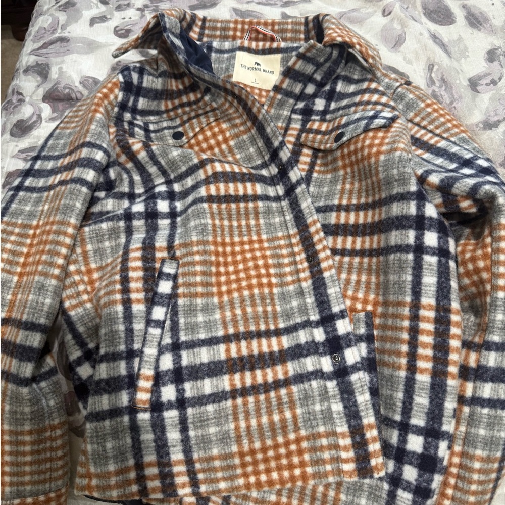 The Normal Brand Teddy Jacket Orange and Blue
